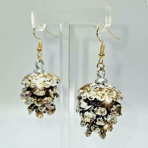 Christmas Holiday Glitter Pine Cone Earrings